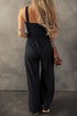 Black Drawstring Wide Leg Cargo Pockets Sleeveless Jumpsuit
